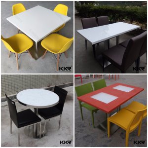 Customized Solid Surface Fast Food Court Square Tables